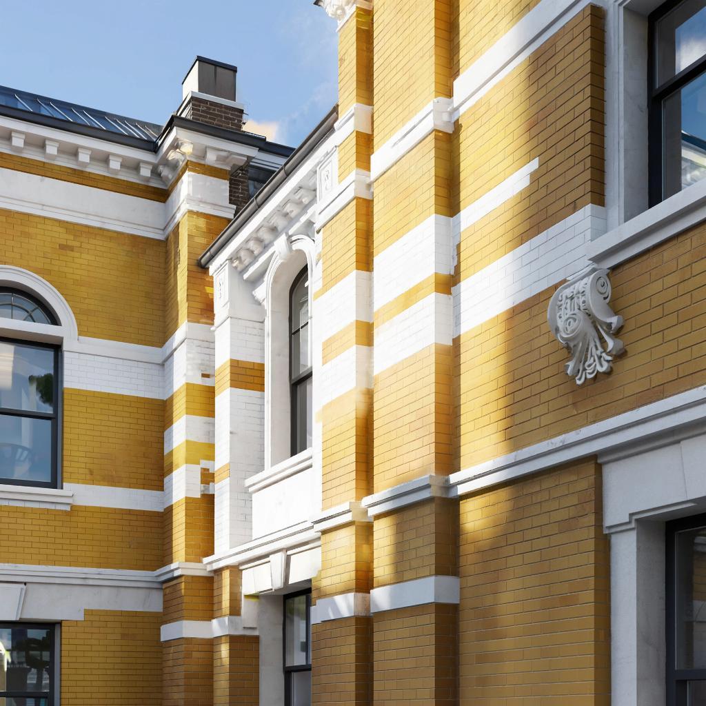Как сочетаются по цвету жёлтый, белый и коричневый кирпич